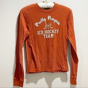 Vintage ABERCROMBIE & FITCH Women’s Orange Long Sleeve PRETTY PENQUIN Top
